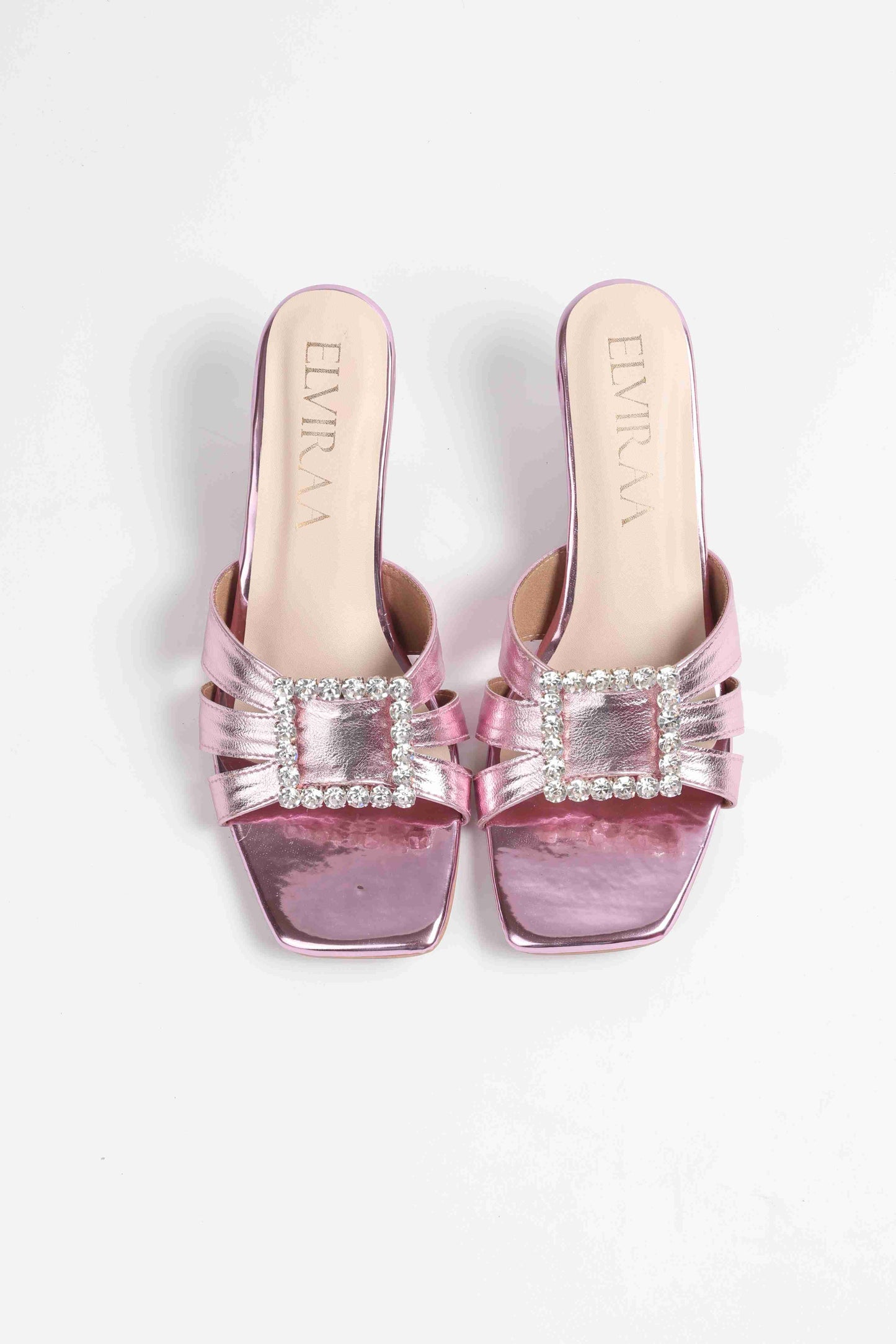 Square Stone Buckle Heels