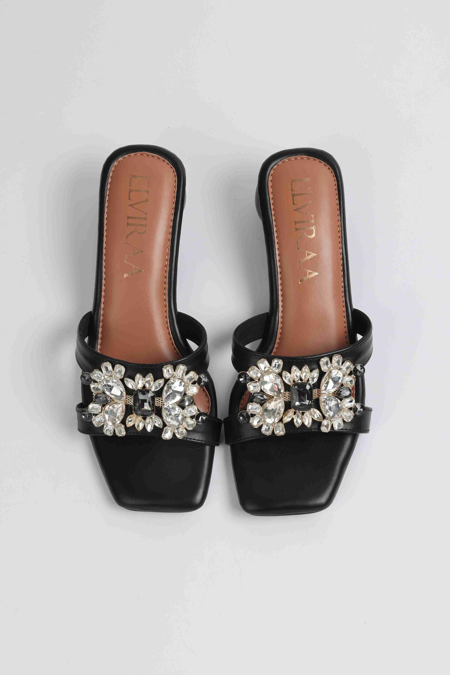 Multicolour Stone Embellished Round Heel
