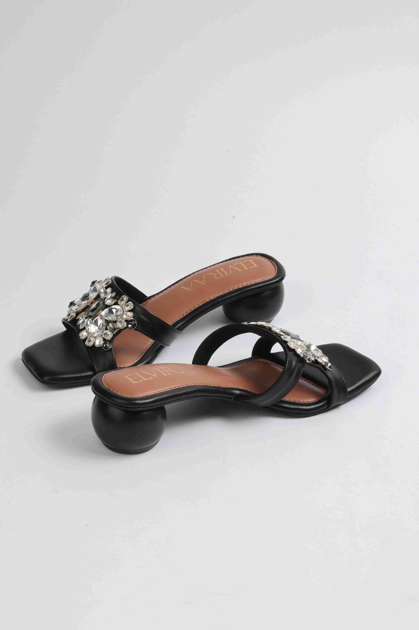 Multicolour Stone Embellished Round Heel