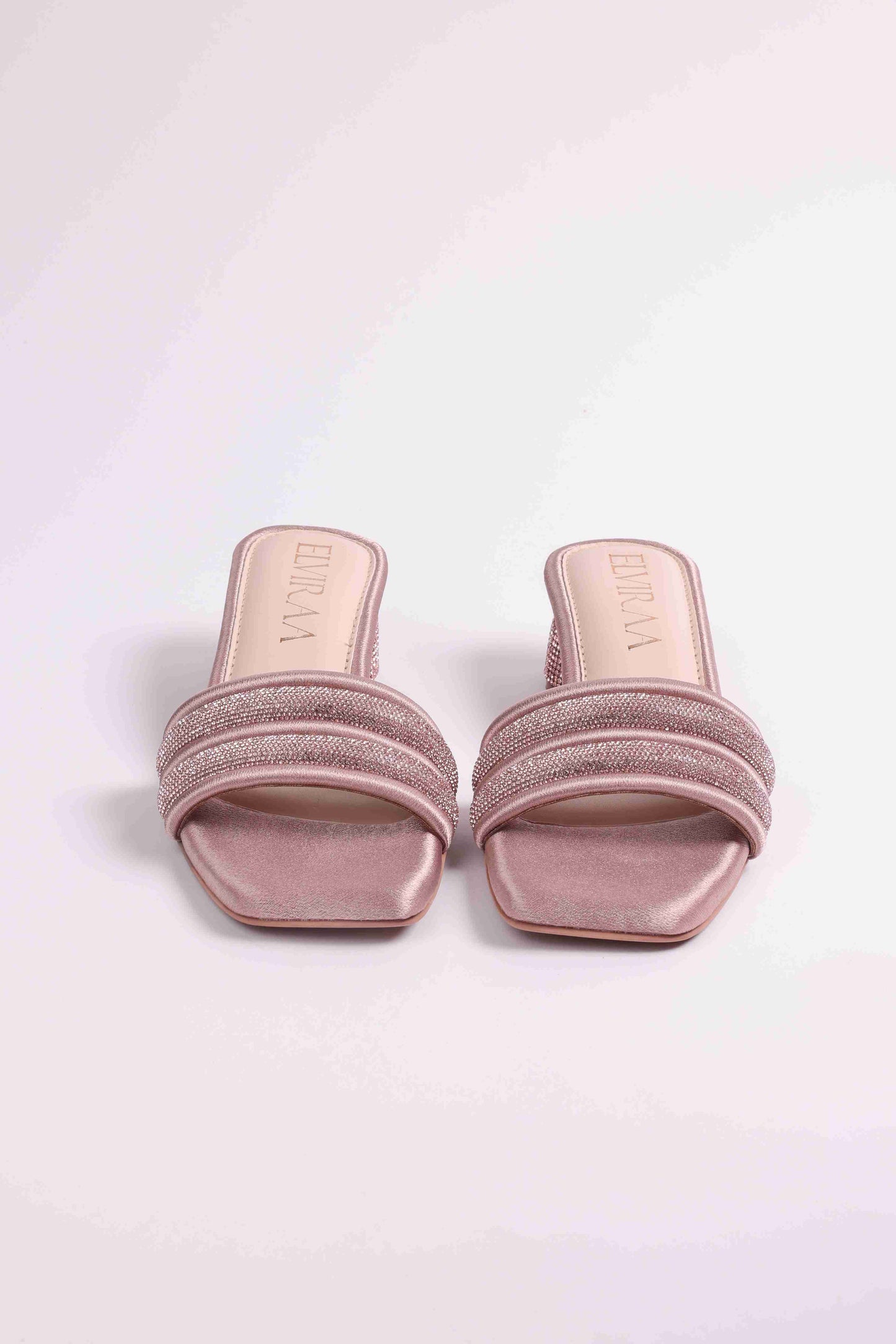 Puffy Diamond Strap Block Heels