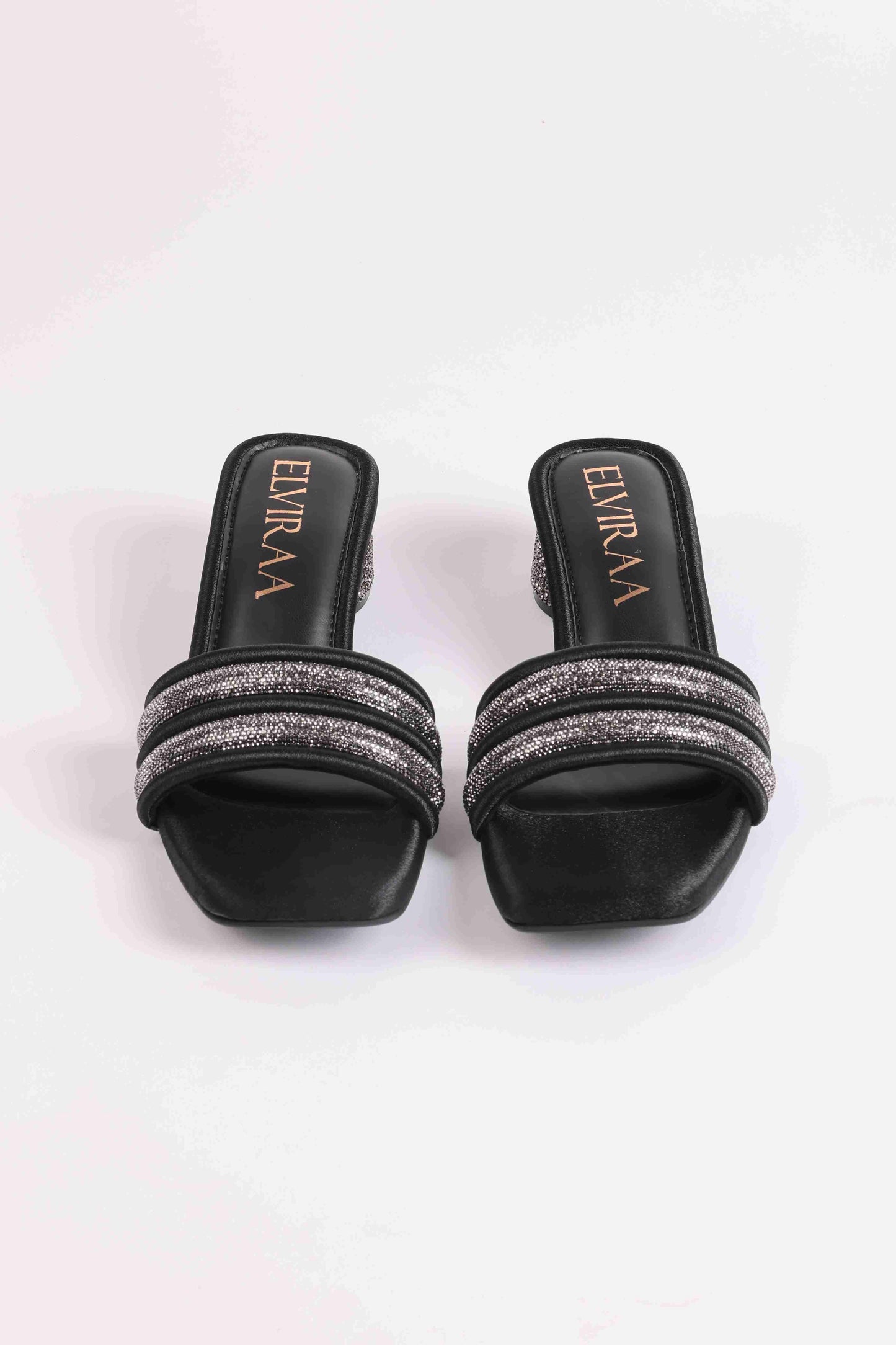 Puffy Diamond Strap Block Heels