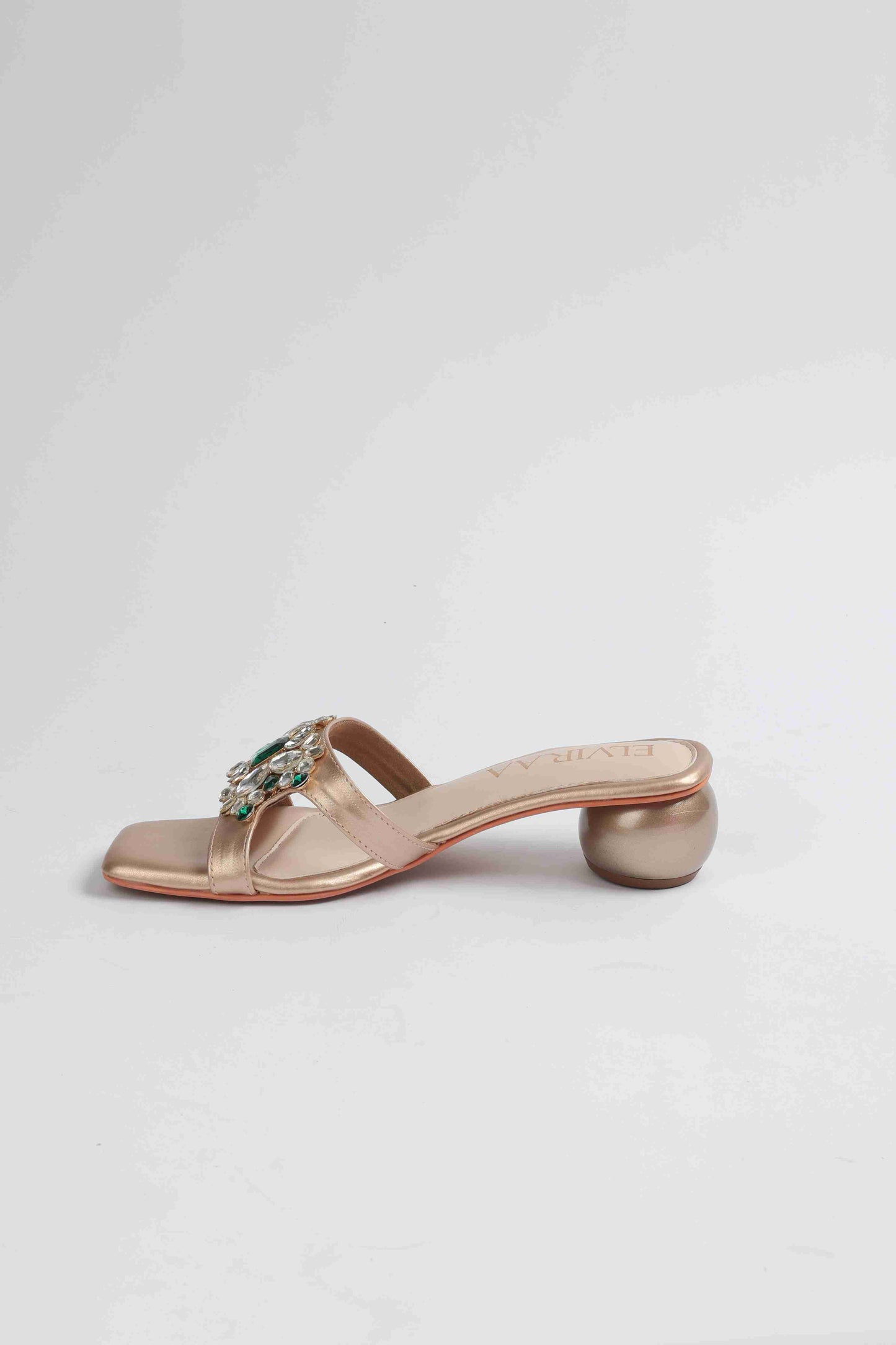 Multicolour Stone Embellished Round Heel