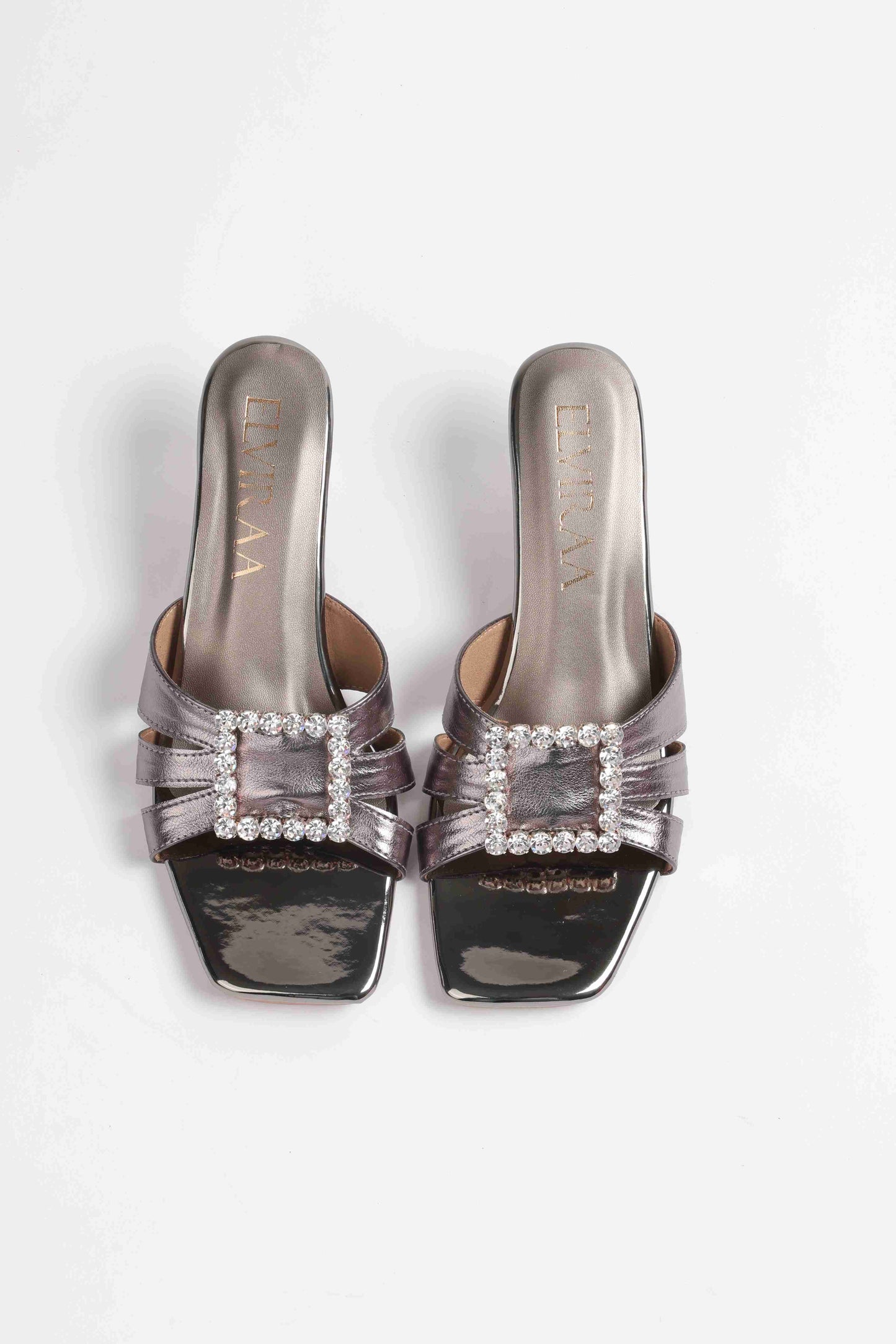 Square Stone Buckle Heels