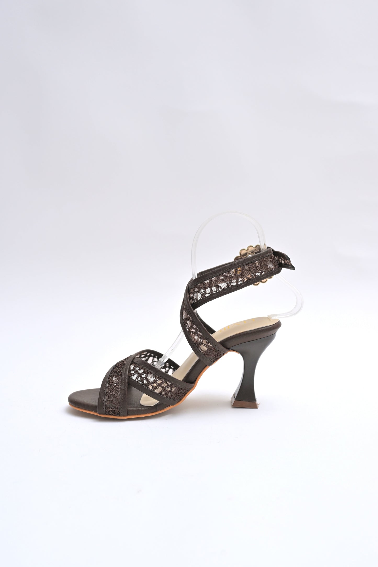 Pearl buckle Net High Heels