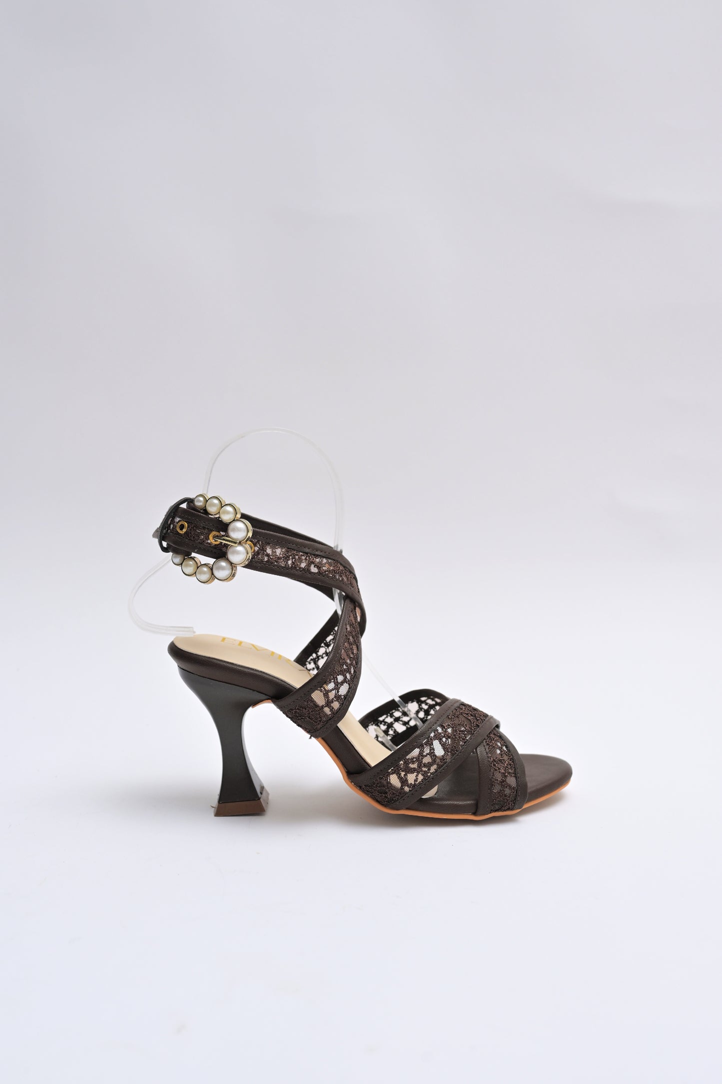 Pearl buckle Net High Heels
