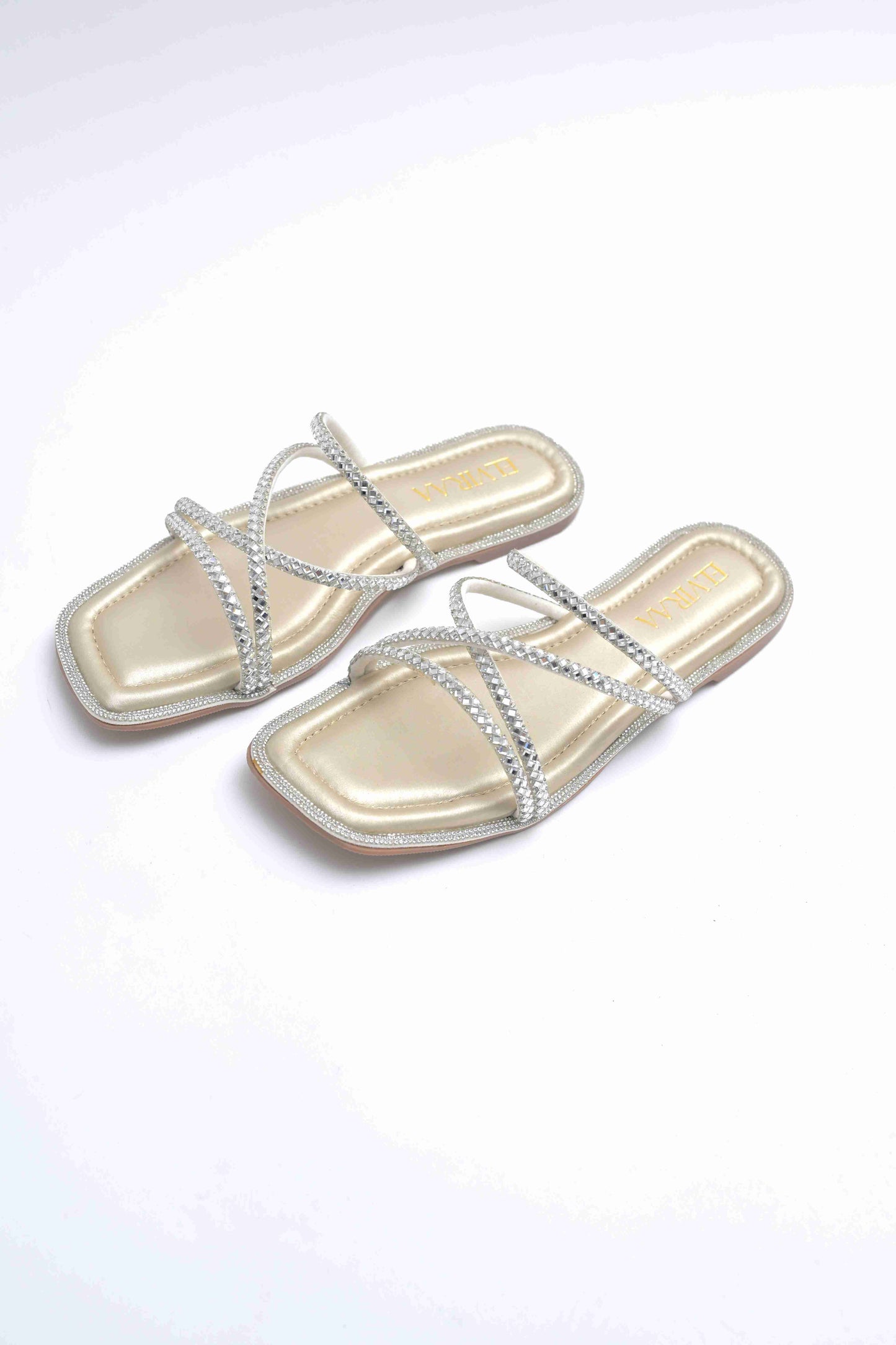 Rhinestone Embellished Strappy Flats