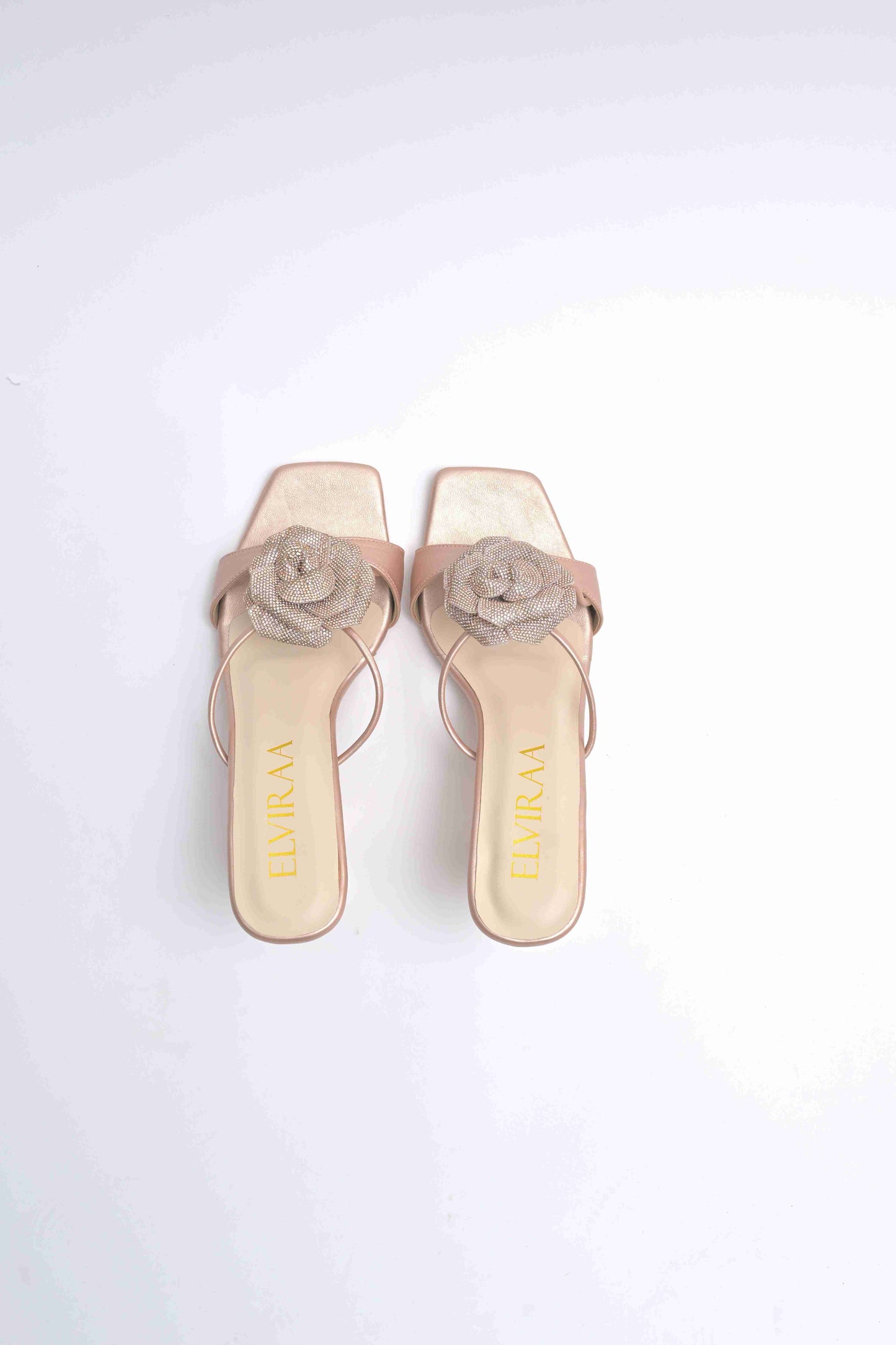 Rhinestone Embellished Flower Heels
