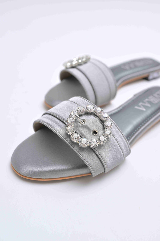 Diamond Buckle Heel Studded Flats