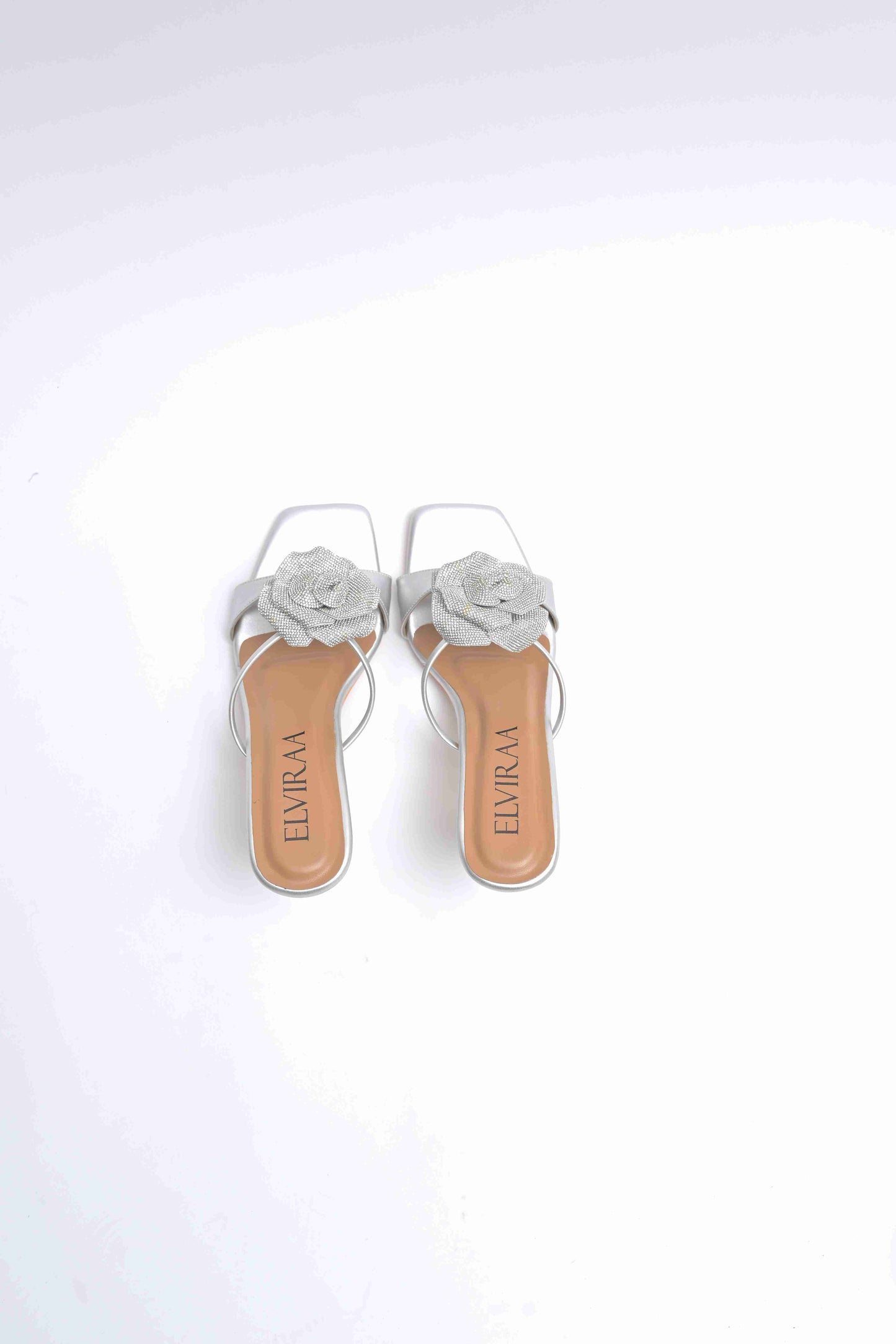 Rhinestone Embellished Flower Heels