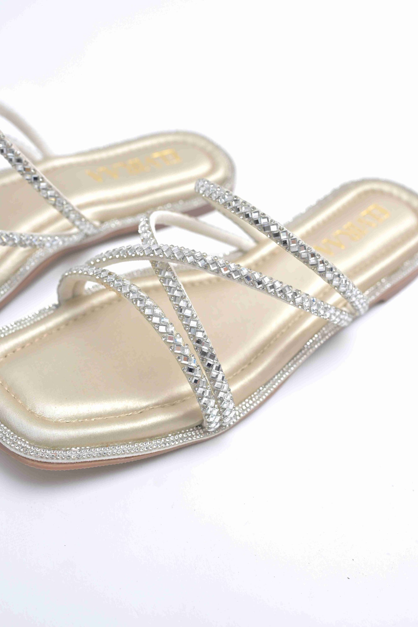 Rhinestone Embellished Strappy Flats