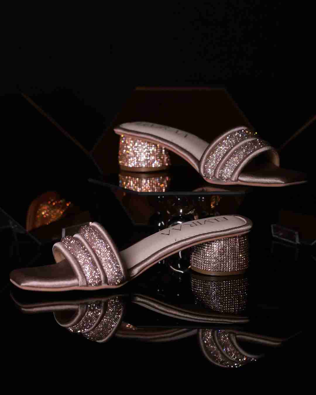 Puffy Diamond Strap Block Heels