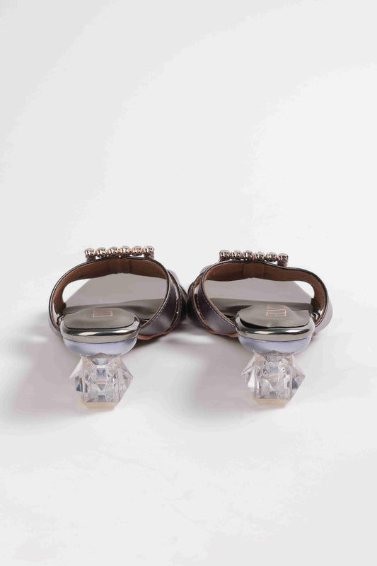 Square Stone Buckle Heels