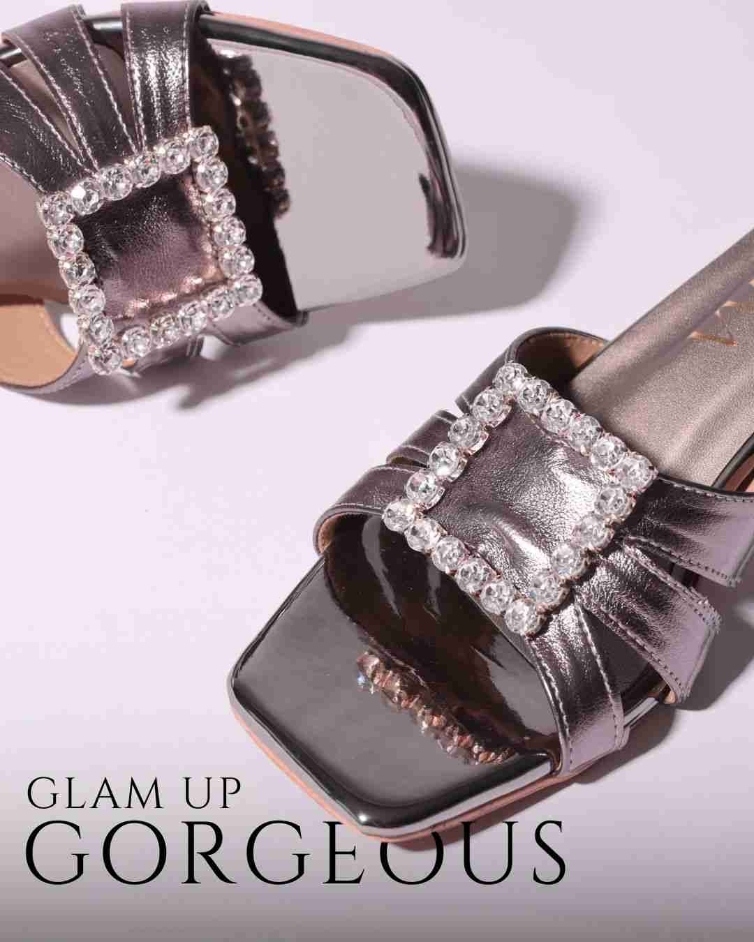 Square Stone Buckle Heels