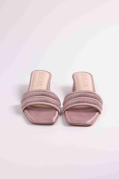 Puffy Diamond Strap Block Heels