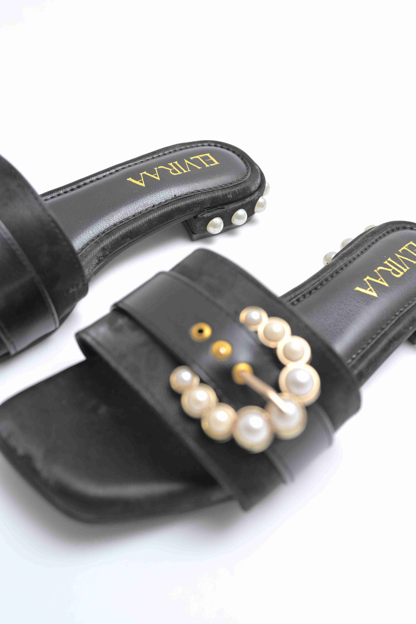 Pearl Buckle and Heel Studded Flats