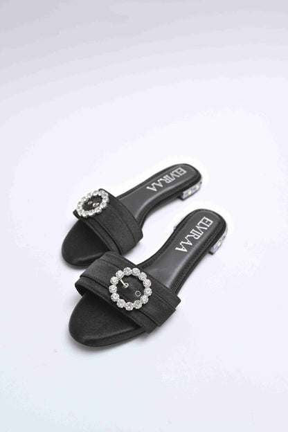Diamond Buckle Heel Studded Flats