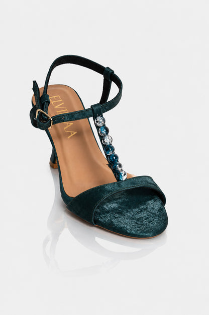 Ball embellished Tstrap heels