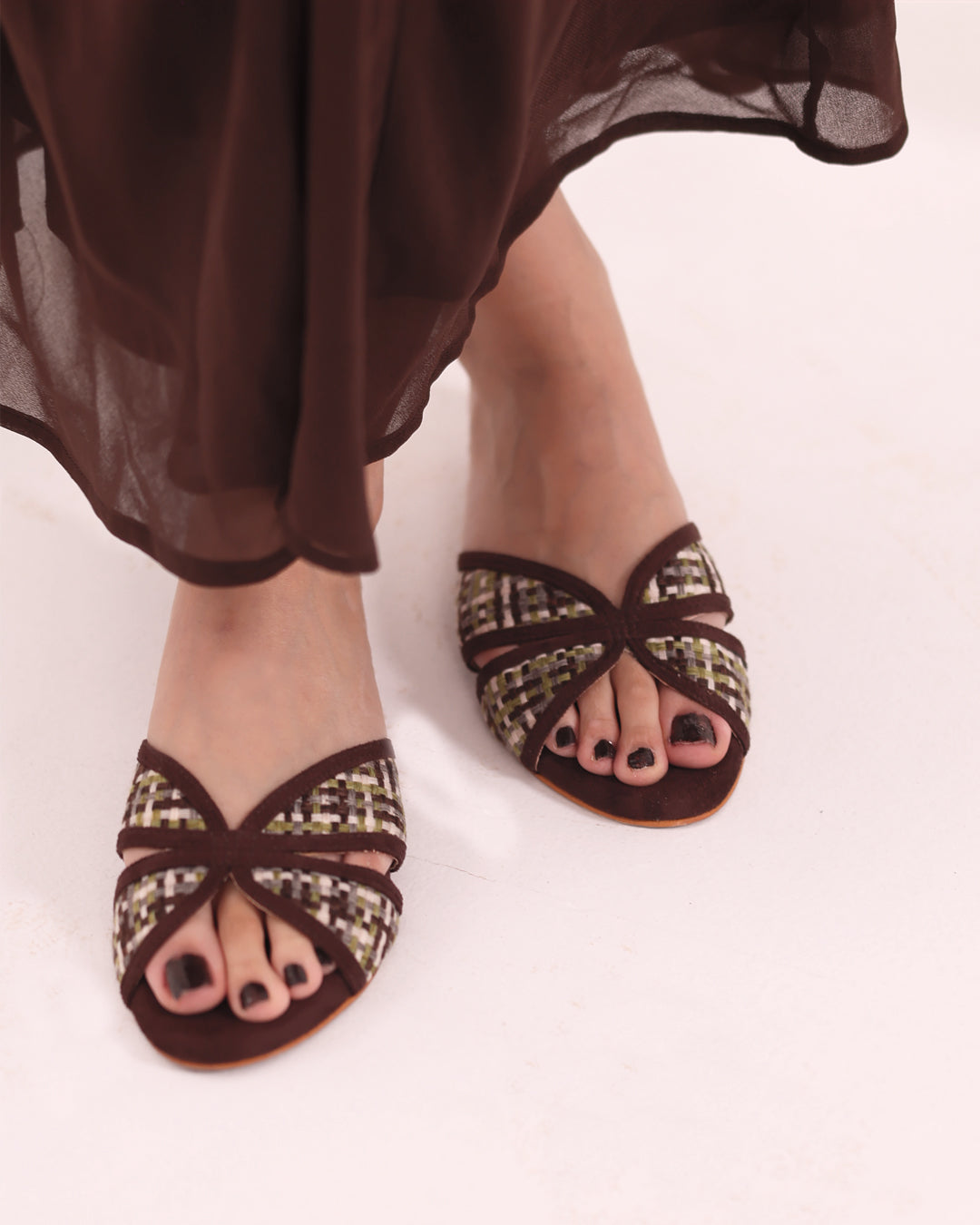 Checked Multicolour Flats