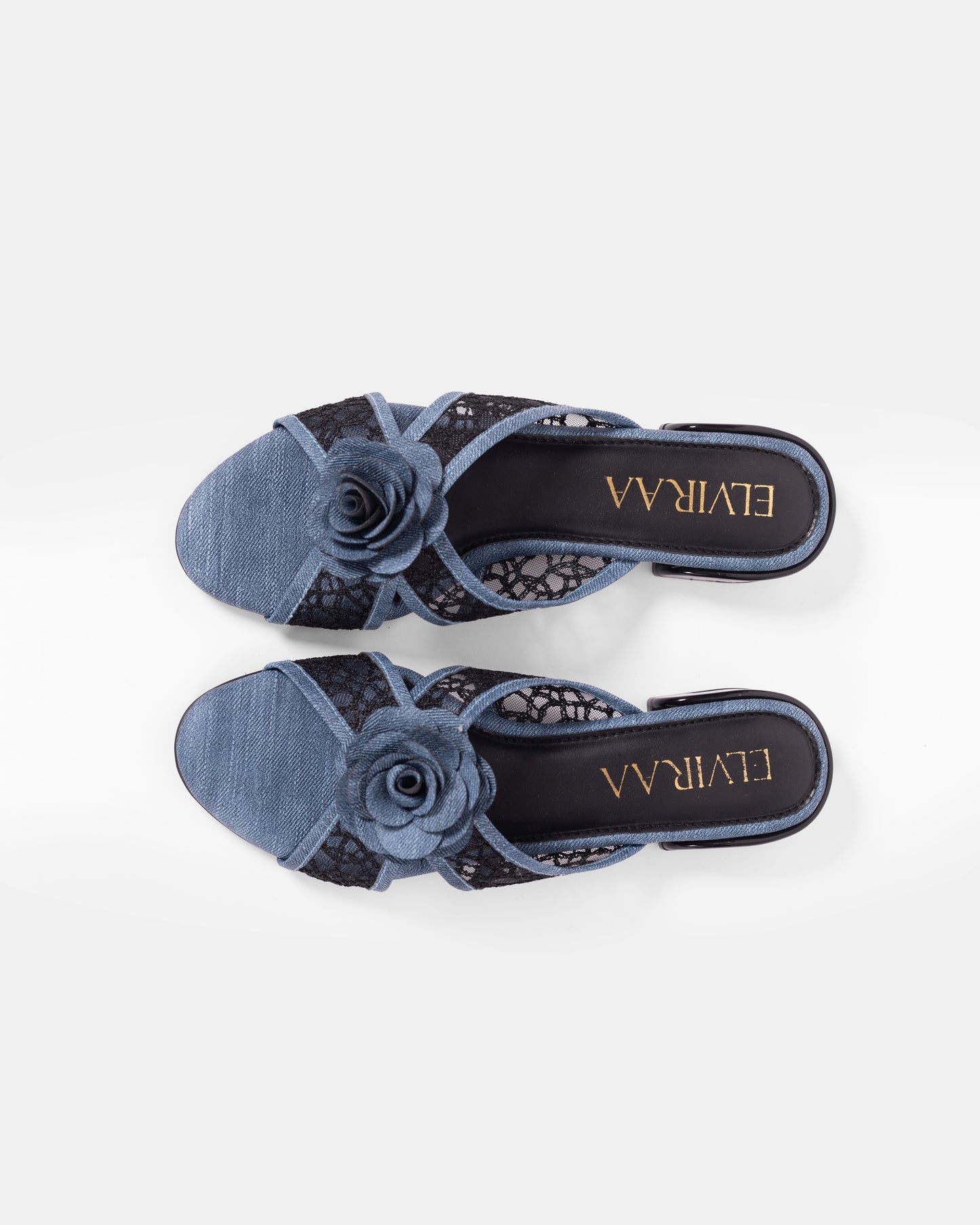 Denim Flower Net Sandals