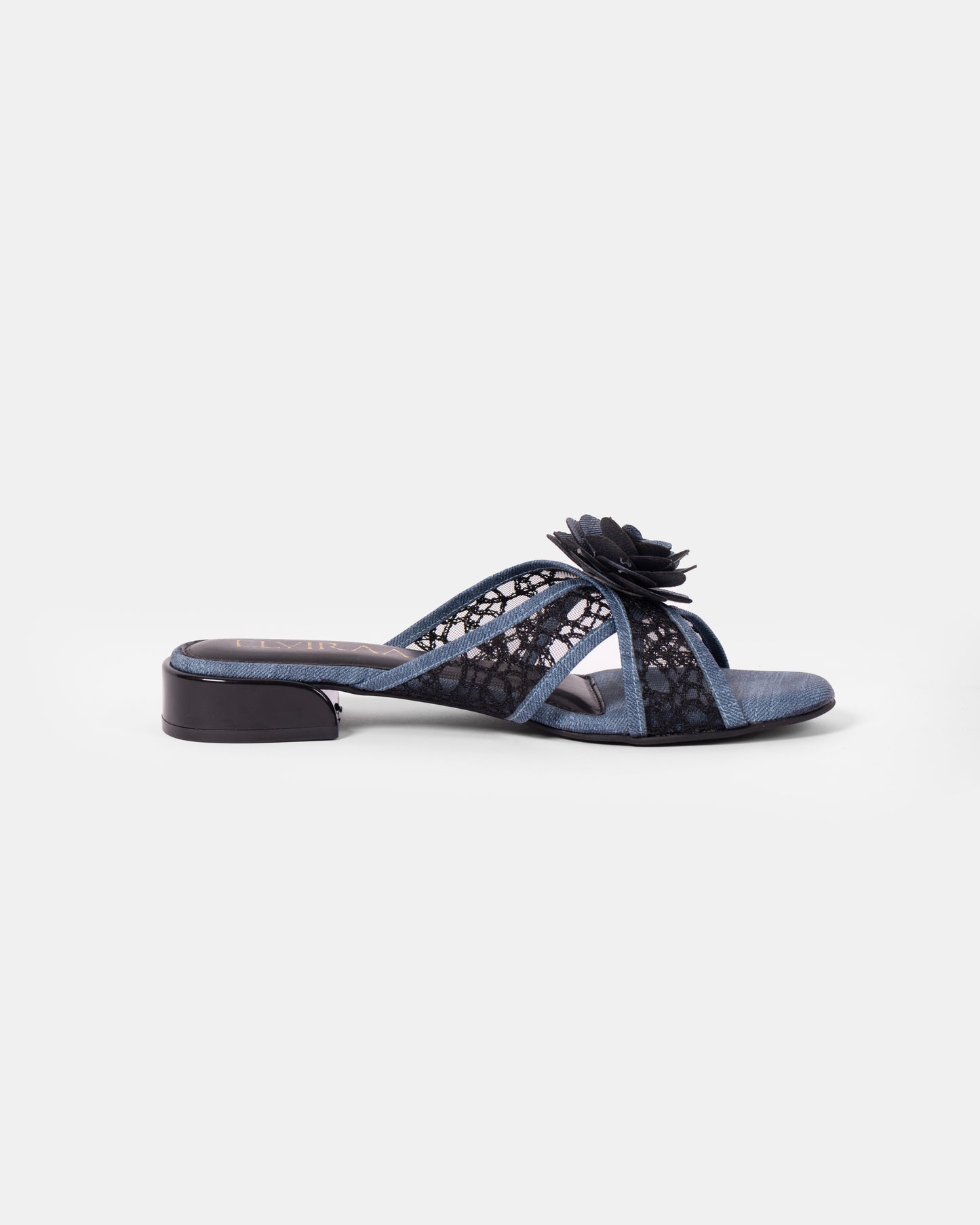 Denim Flower Net Sandals