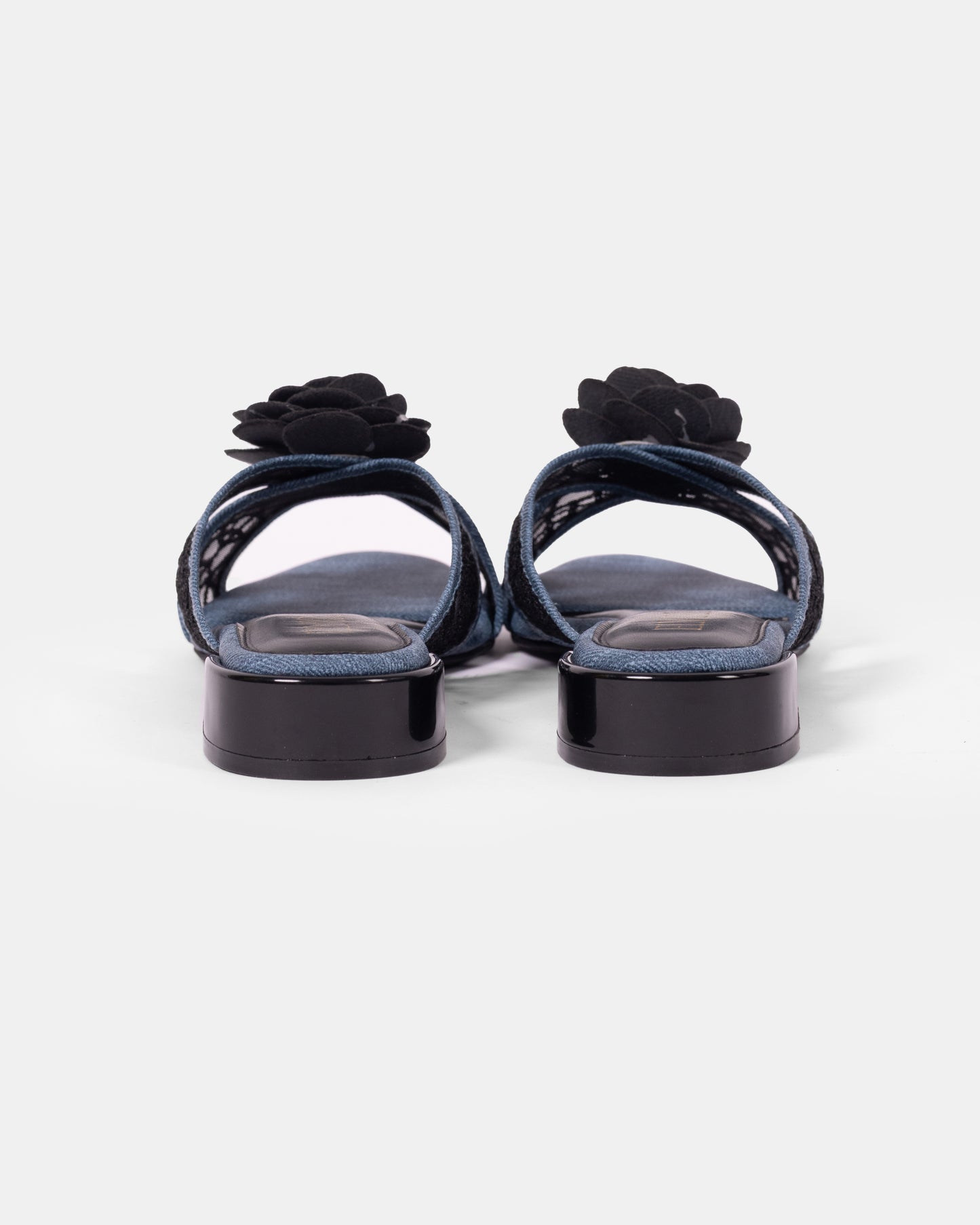 Denim Flower Net Sandals