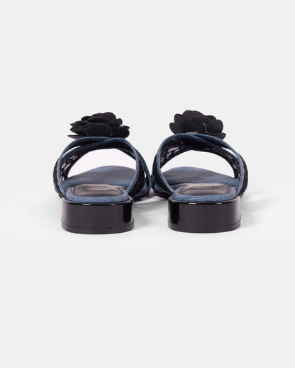 Denim Flower Net Sandals