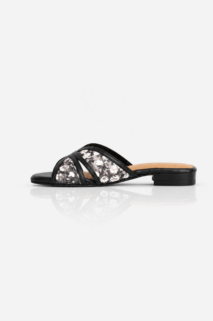 Embroidered Flower Net Flats
