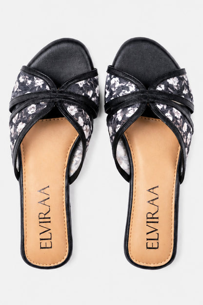 Embroidered Flower Net Flats