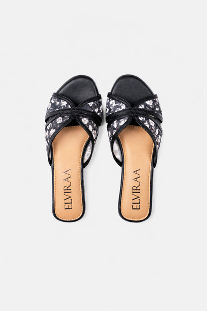 Embroidered Flower Net Flats