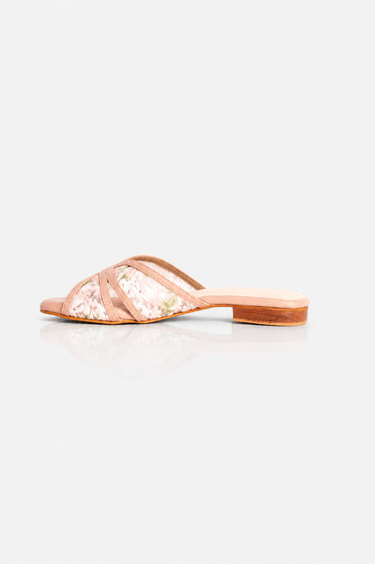 Embroidered Flower Net Flats