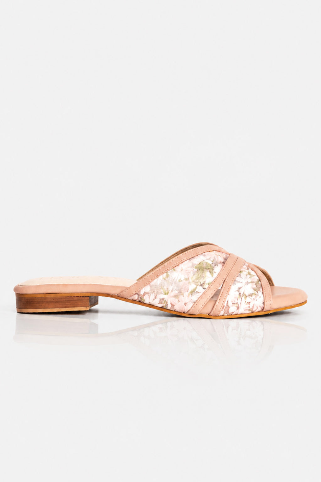 Embroidered Flower Net Flats