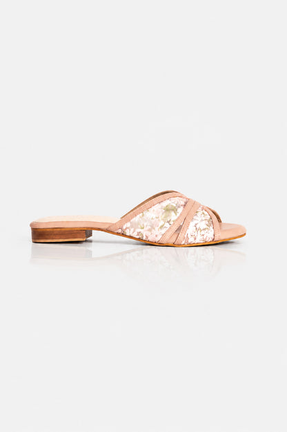 Embroidered Flower Net Flats