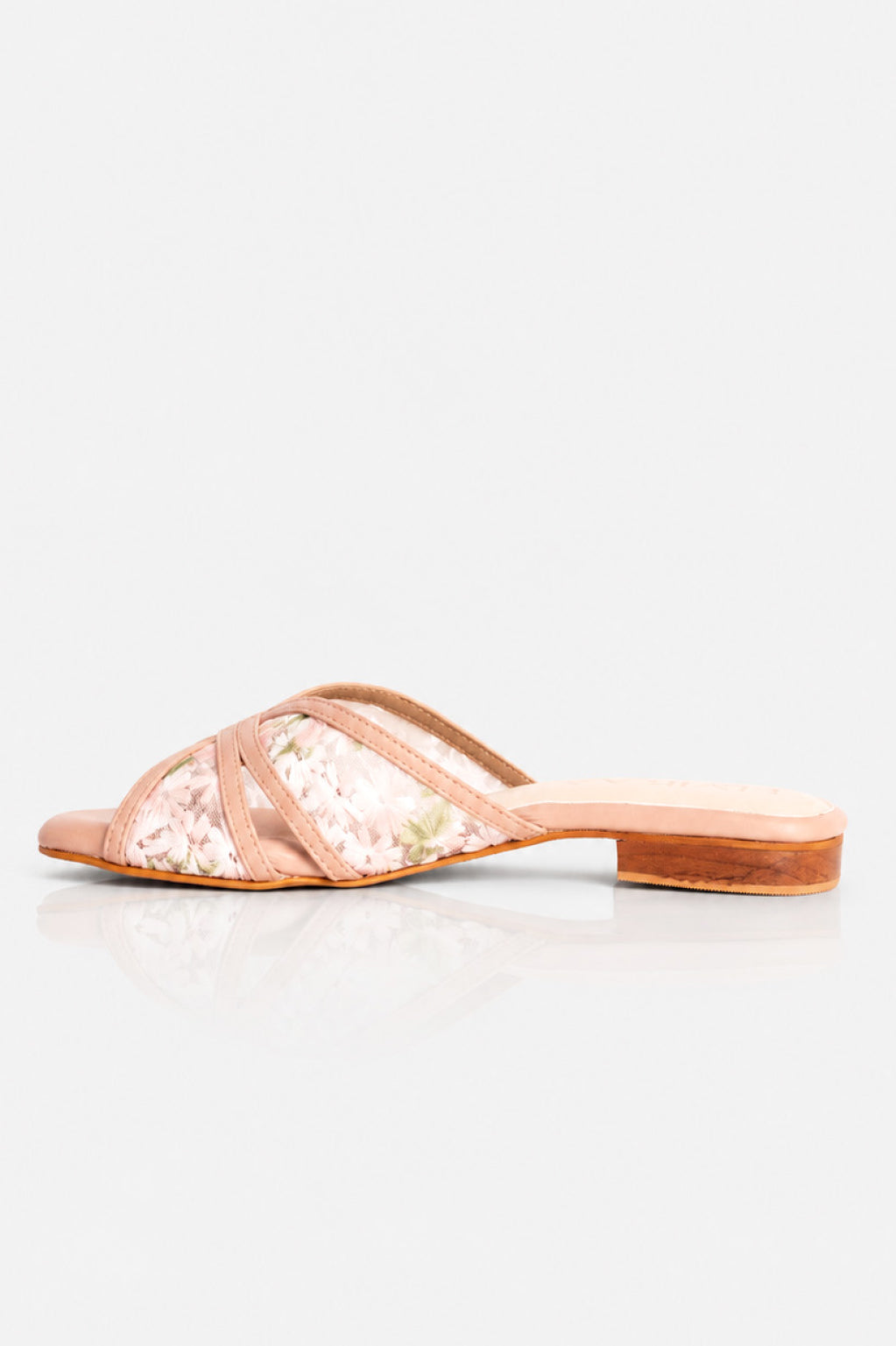 Embroidered Flower Net Flats