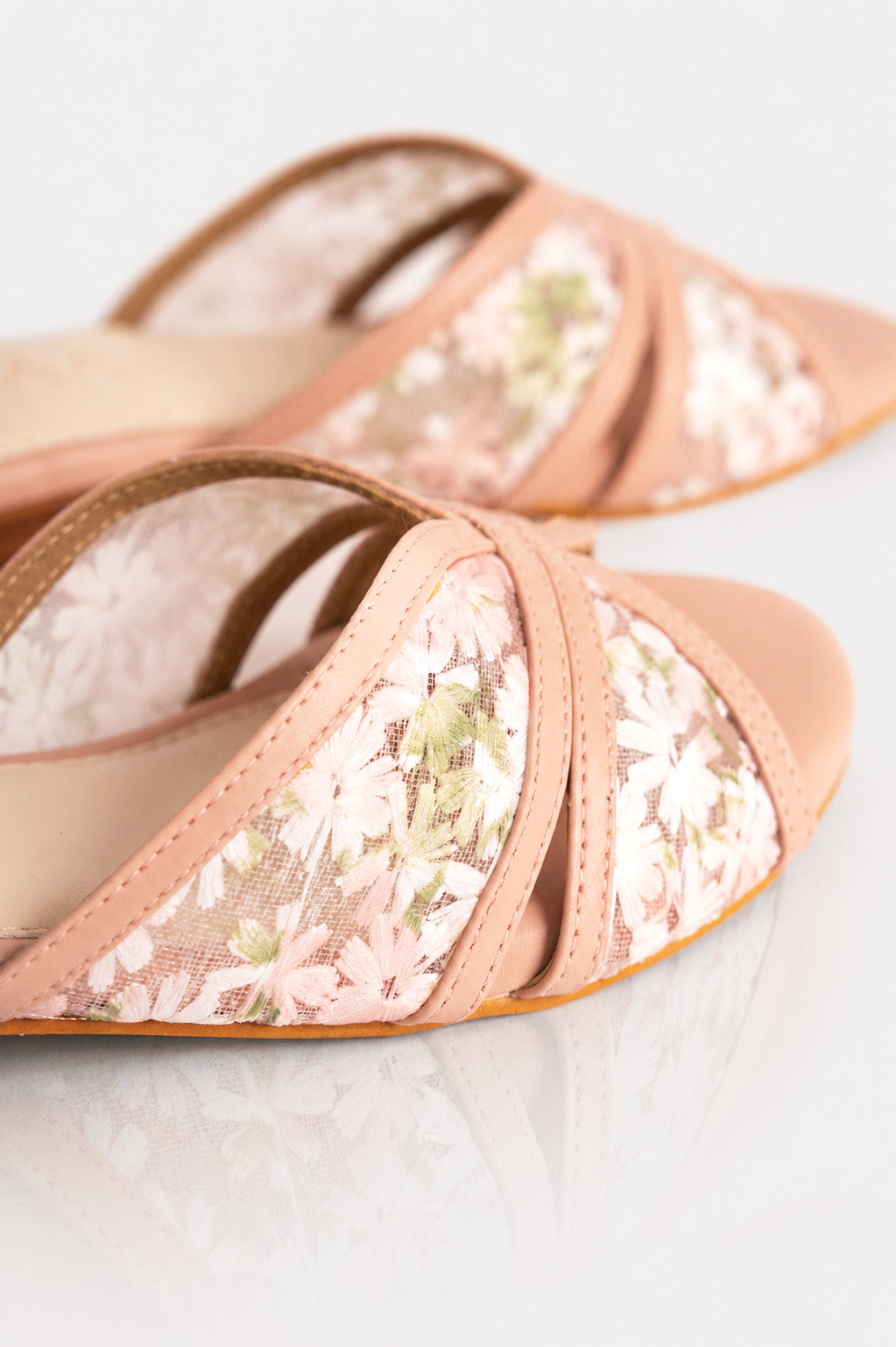 Embroidered Flower Net Flats