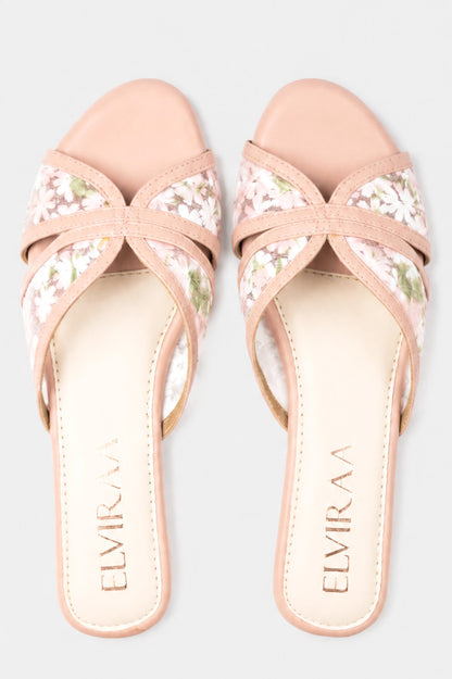 Embroidered Flower Net Flats