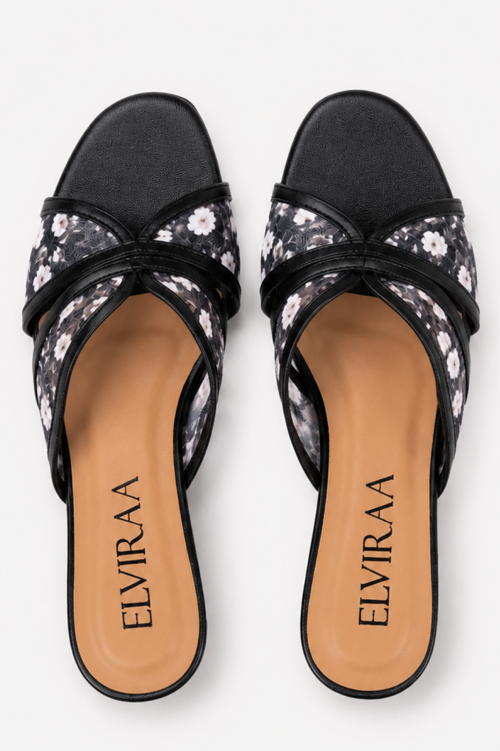 Embroidered Flower Net Heels