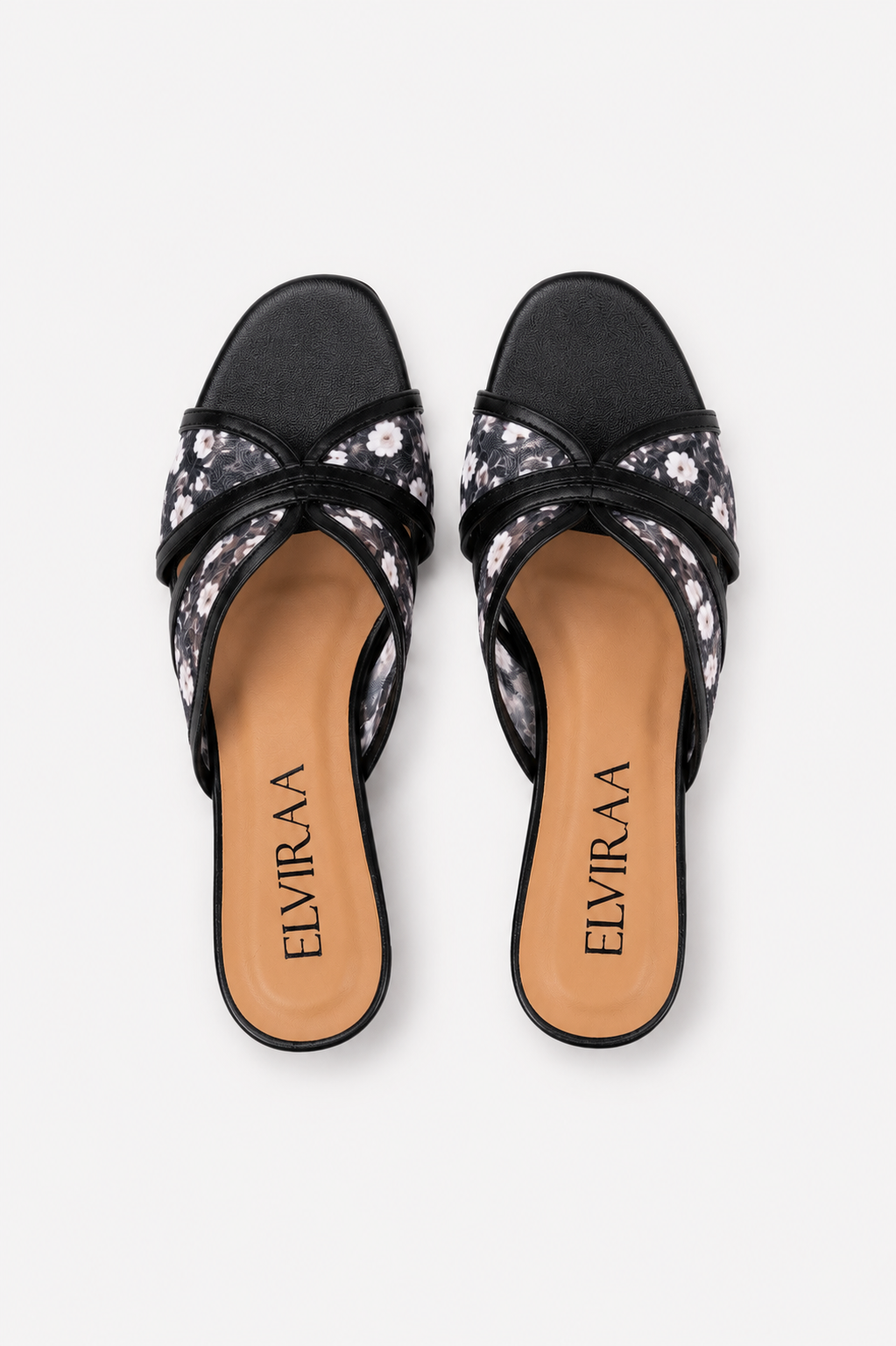 Embroidered Flower Net Heels