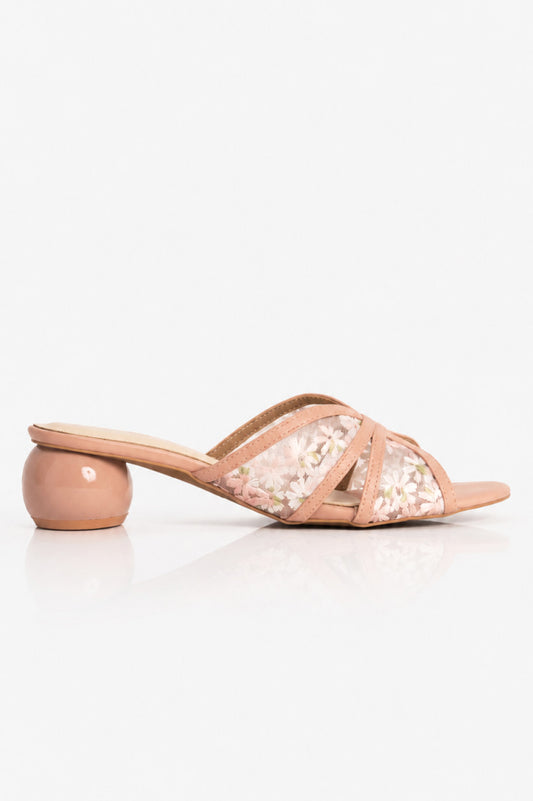 Embroidered Flower Net Sandals