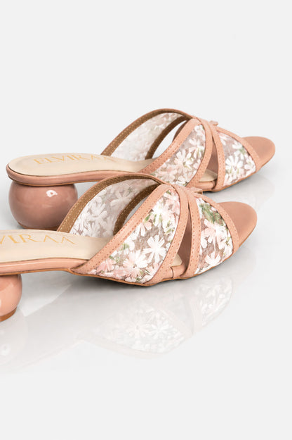 Embroidered Flower Net Sandals