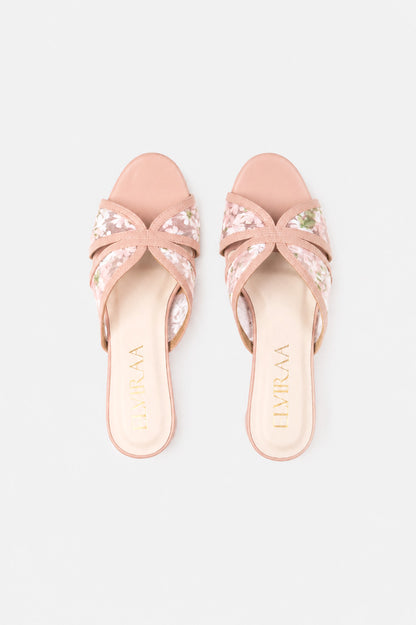Embroidered Flower Net Sandals