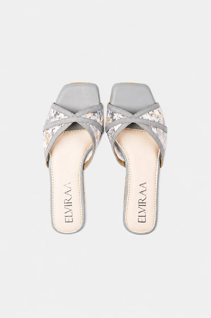 Embroidered Flower Net square Flats