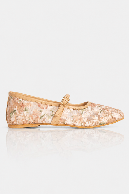 Embroidered Net Mary Janes