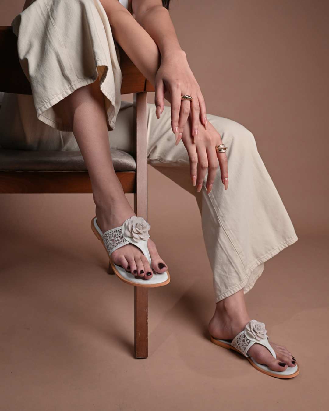 Flower-Net-Flats-White