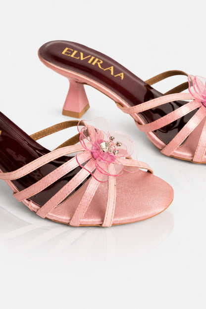 Flower Satin Heels