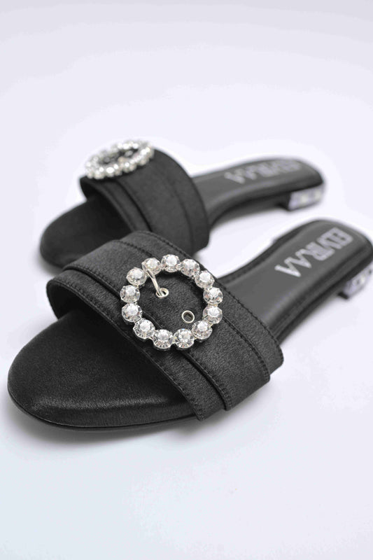Diamond Buckle Heel Studded Flats
