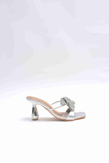 Rhinestone Embellished Flower Heels