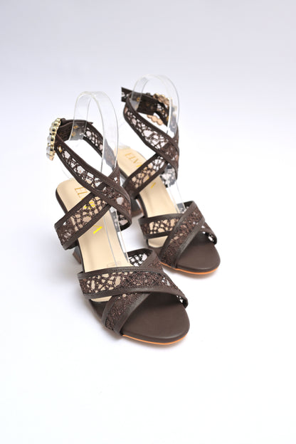 Pearl buckle Net High Heels