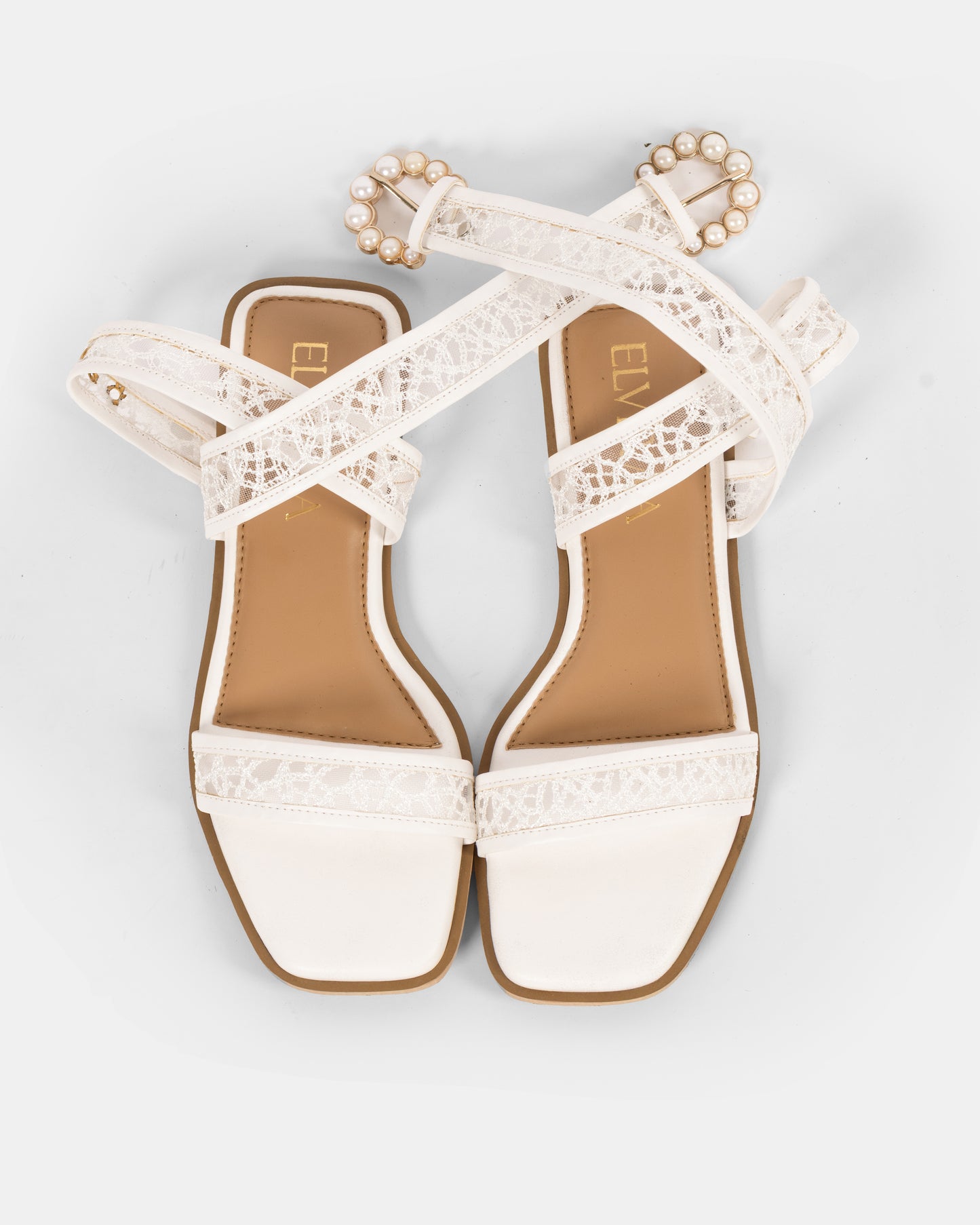 Pearl buckle net tieup Flat