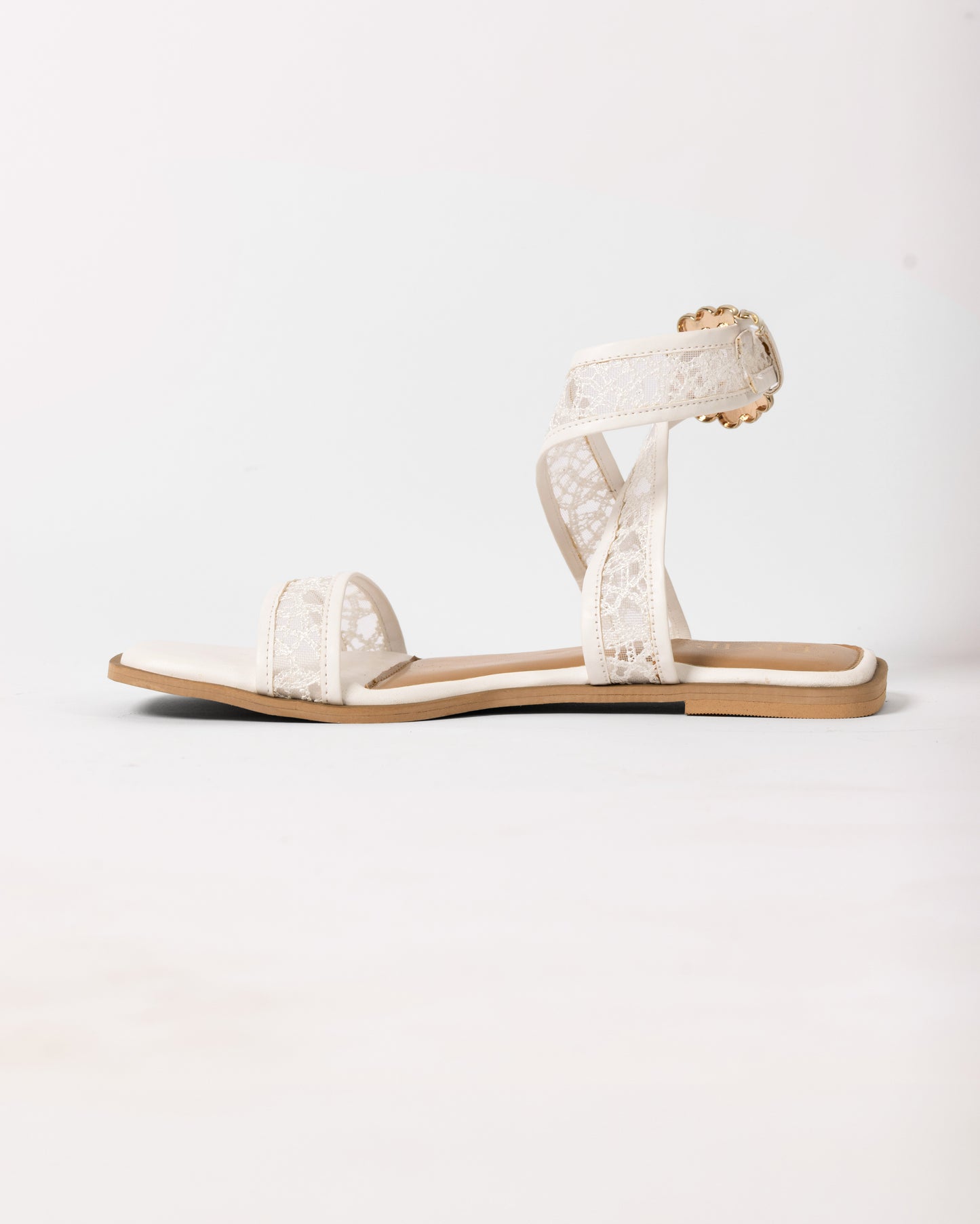 Pearl buckle net tieup Flat