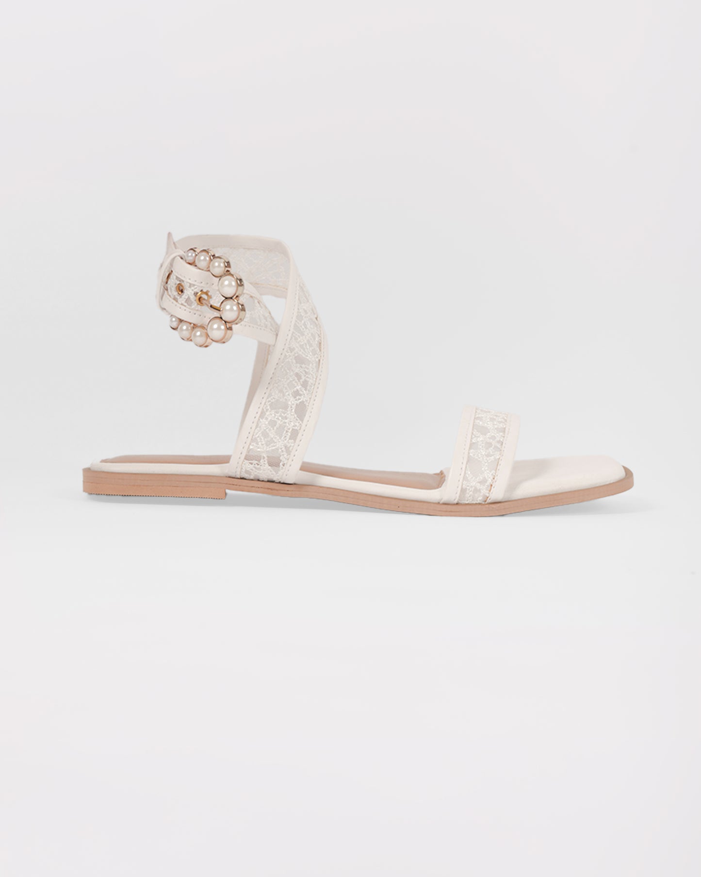 Pearl buckle net tieup Flat